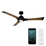Modern Forms Woody 60 in. Smart Indoor/Outdoor 3-Blade Ceiling Fan Matte Black Distressed Koa with 3000K LED and Remote Control