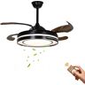 OUKANING 42 in. Indoor Black Modern Retractable Ceiling Fan with Adjustable White Integrated LED, Remote and Reversible Motor