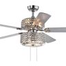 Warehouse of Tiffany 52 in. Indoor Walter Chrome Finish Pull Chain Ceiling Fan with Light Kit