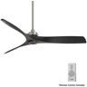 MINKA-AIRE Aviation 60 in. Indoor Brushed Nickel and Coal Ceiling Fan with Remote Control