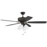 CRAFTMADE Pro Plus One Hundred Fourteen 52 in. Indoor Espresso Finish Dual Mount Ceiling Fan with 4-Light Frosted Glass Light Kit