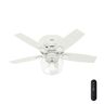 Hunter Bennett 44 in. Indoor Matte White LED Low Profile Ceiling Fan with Light Kit and Remote Control