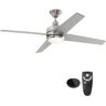 Home Decorators Collection Mercer 52 in. Integrated LED Indoor Brushed Nickel Ceiling Fan with Light Kit works with Google Assistant and Alexa