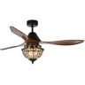 Parrot Uncle Vicky 52 in. Indoor 3-Blade Rustic Crystal Ceiling Fan with Remote Control and Light Kit