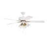 CRAFTMADE Pro Plus One Hundred Four 52 in. Indoor White/Satin Brass Finish Dual Mount Ceiling Fan w/4-Light Clear Glass Light Kit