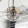 JONATHAN Y Zara 52 in. Chrome Filigree 6-Light Metal/Wood LED Ceiling Fan With Light