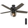 Hunter Bennett 52 in. LED Indoor Matte Black Ceiling Fan with Globe Light Kit and Handheld Remote Control