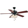 Volume Lighting 52 in. 4-Light Antique Bronze Ceiling Fan with Light and Reversible Rosewood/Walnut Blades and Alabaster Glass Shades