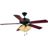 Volume Lighting 52 in. 4-Light Antique Bronze Ceiling Fan with Light and Reversible Rosewood/Walnut Blades and Sepia Glass Shades