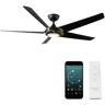 Modern Forms Lucid 62 in. Integrated LED Indoor/Outdoor 5-Blade Smart Ceiling Fan in Soft Brass Matte Black with 3000K and Remote