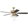 CRAFTMADE Pro Plus One Hundred Four 52 in. Indoor Satin Brass Finish Dual Mount Ceiling Fan with 4-Light Clear Glass Light Kit