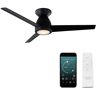 Modern Forms Tip Top 44 in. Smart Indoor/Outdoor 3-Blade Flush Mount Ceiling Fan Matte Black with 3000K LED and Remote Control