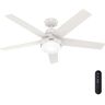 Hunter Aerodyne 52 in. Indoor Fresh White Smart Ceiling Fan with Remote Works with Google Assistant, Alexa and Homekit