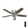 Hunter Bennett 52 in. LED Low Profile Brushed Nickel Indoor Ceiling Fan with light and remote