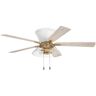 CRAFTMADE Insight 52 in. Indoor 3 Speed Reversible Motor Hugger White/Satin Brass Finish Ceiling Fan with Single Light Kit