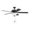CRAFTMADE Decorator's Choice 52 in. Indoor Tri-Mount 3-Speed Reversible Motor Flat Black Finish Ceiling Fan with Bowl Light Kit