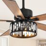 Lamober Virgil 52 in. Indoor Chandelier Black Ceiling Fan with Light Kit and Remote Control