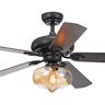 Warehouse of Tiffany Figuera 52 in. Indoor Matte Black Remote Controlled Ceiling Fan with Light Kit