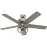 Hunter Port Isabel 52 in. Indoor/Outdoor Painted Galvanized Ceiling Fan with Light Kit