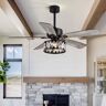 Lamober Ralap 52 in. Indoor Chandelier Black Ceiling Fan with Crystal Light Kit and Remote Control