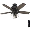 Hunter Bennett 44 in. Indoor Matte Black Ceiling Fan with Light Kit and Remote Control