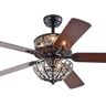 Warehouse of Tiffany Tisaphon 52 in. Indoor Matte Black Remote Controlled Ceiling Fan with Light Kit
