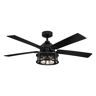 Parrot Uncle 52 in. Industrial Mesh Metal Reversible Blades Black Ceiling Fan with Remote Control and Light Kit