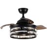 Parrot Uncle 36 in. Matte Black Retractable 3-Blade Crystal Chandelier Ceiling Fan with Remote Control and Light Kit