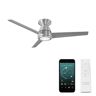 Modern Forms Tip Top 44 in. Smart Indoor/Outdoor 3-Blade Flush Mount Ceiling Fan Brushed Aluminum with 3000K LED and Remote Control