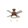 Hunter Loki 36 in. LED Indoor Weathered Copper Ceiling Fan with Light Kit