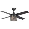 Parrot Uncle Wolfgang 48 in. Indoor Modern Black Crystal Ceiling Fan with Remote Control and Light Kit