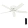 Hunter Bennett 52 in. Indoor Matte White LED Low Profile Ceiling Fan with Light and Handheld Remote Control