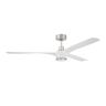 CRAFTMADE Phoebe 60 in. Indoor/Damp White and Polished Nickel Ceiling Fan with Smart Wi-Fi Enabled Remote and Integrated LED Light