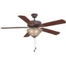 Volume Lighting 52 in. 3-Light Antique Bronze Ceiling Fan with Light and Reversible Rosewood/Walnut Blades and Sepia Glass Shades