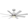 Modern Forms Renegade 52 in. Integrated LED Indoor/Outdoor 8-Blade Smart Brushed Nickel Titanium Ceiling Fan with Remote 3000k