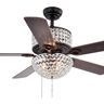 Warehouse of Tiffany Laure Crystal 52 in. Indoor Brown Finish Hand Pull Chain Ceiling Fan with Light Kit