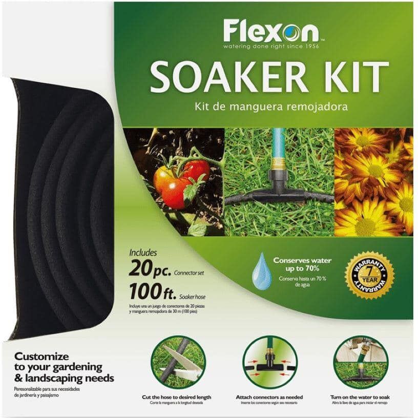 Flexon 3/8 in. Dia x 100 ft. 20-Piece Garden Soaker Hose Kit