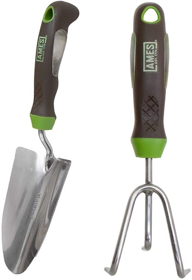 Ames 2-Piece Garden Tool Set with Ergo Gel Grip Handles - Hand Trowel and Hand Cultivator