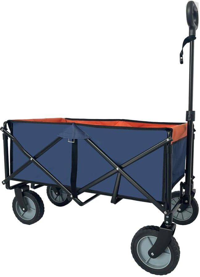 cenadinz 3.5 cu. ft. Steel Collapsible Folding Wagon Push Pull Foldable Beach Wagon Garden Cart