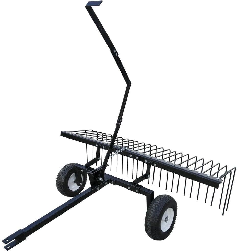 YARD TUFF 60 in. Pine Straw Outdoor Garden Rake for ATV, UTV or Utility Tractor