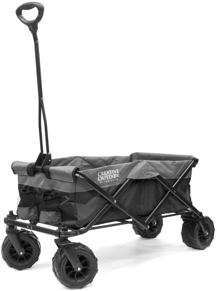 Creative Labs 3.2 cu. ft./150 lbs. Capacity Fabric Folding Wagon Garden Cart in Black/Gray