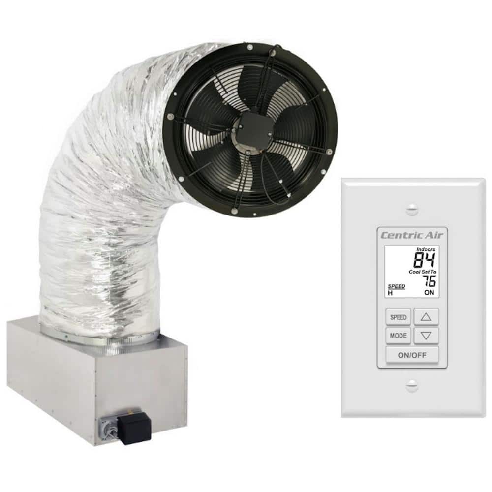 CENTRIC AIR 2.7W Whole House Fan 2709 CFM (HVI-916 Certified Airflow Rating) 2-Speed Wall Switch with Timer/Temp Control R50 Damper