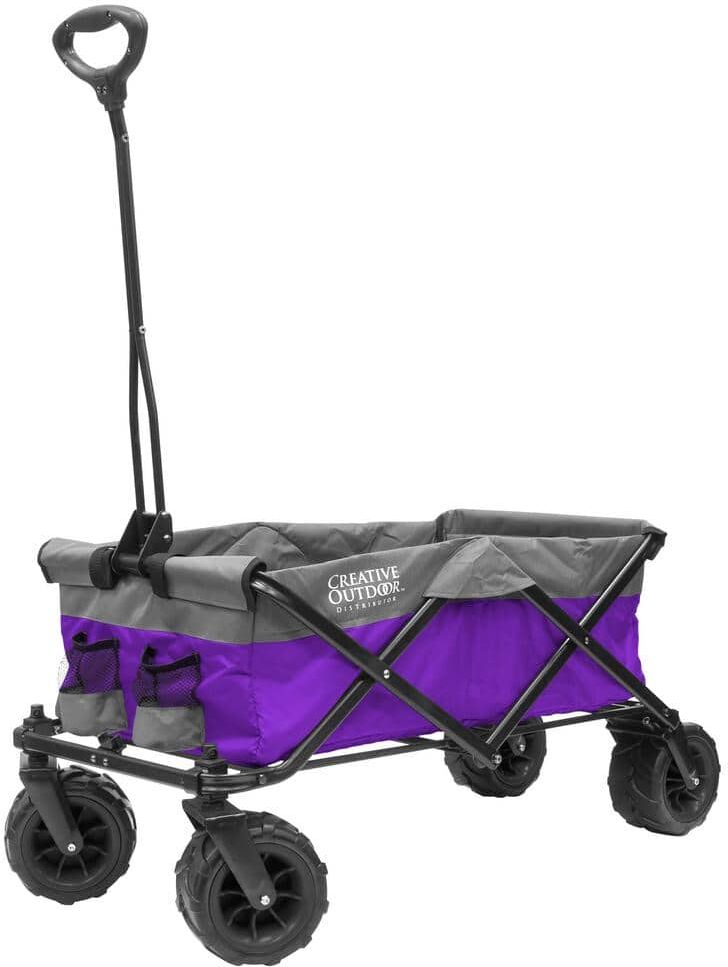 Creative Labs 3.2 cu. ft./150 lbs. Capacity Fabric and Steel Folding Wagon Garden Cart in Purple/Gray