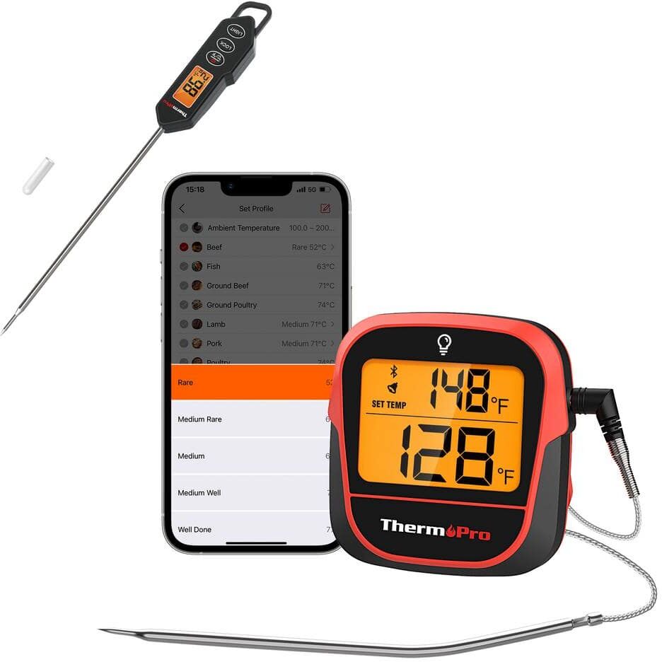 ThermoPro Bluetooth Meat Thermometer with Instant-Read Meat Thermometer Companion