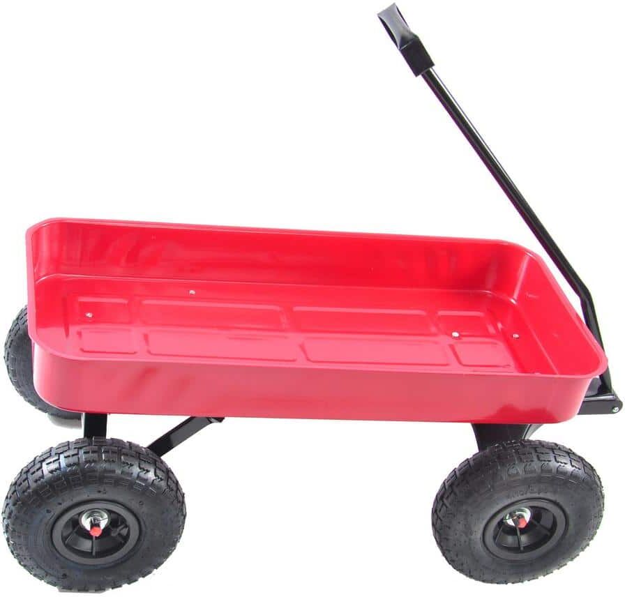 Miscool 1.1 cu.ft. 176 lbs. Capacity Steel Frame Wagon Heavy-Duty Push Hand Dump Garden Cart with 10 in. Pneumatic Tires