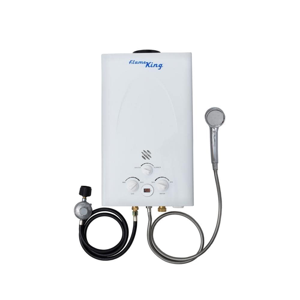 Flame King 10L 2.64GPM Hot Water Heater Propane Gas Instant Tankless Boiler Shower with Regulator hose and Shower Head