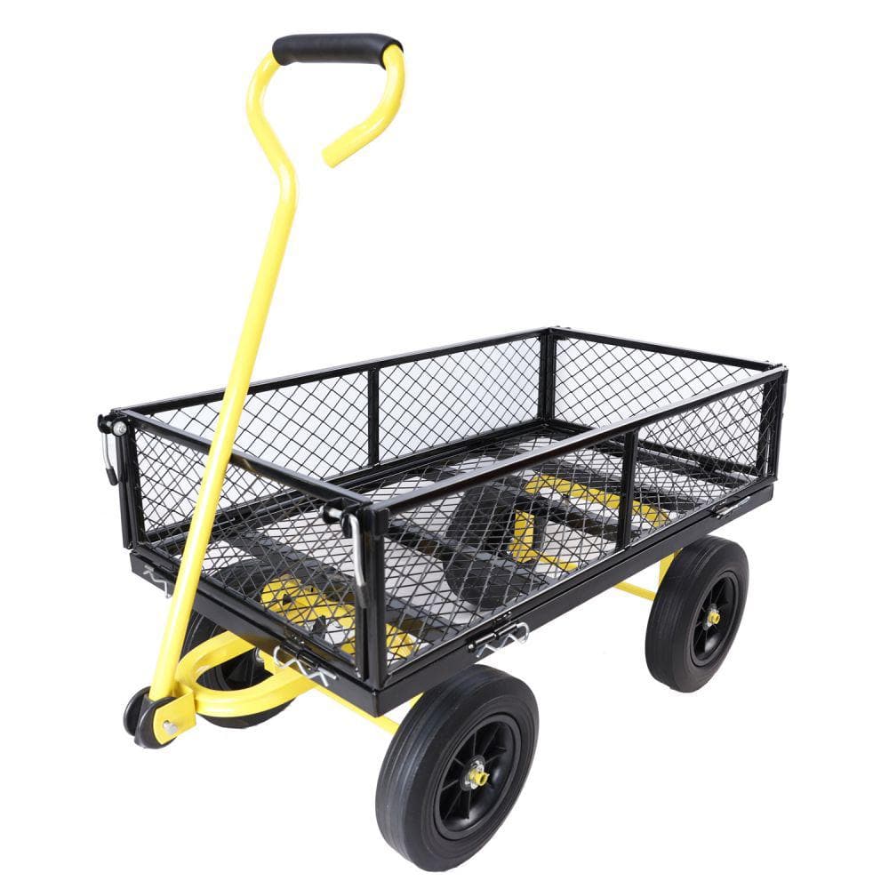 Amucolo 3.5 cu.ft. 37 in. Metal Tools cart Wagon Cart Garden Cart with Solid wheels