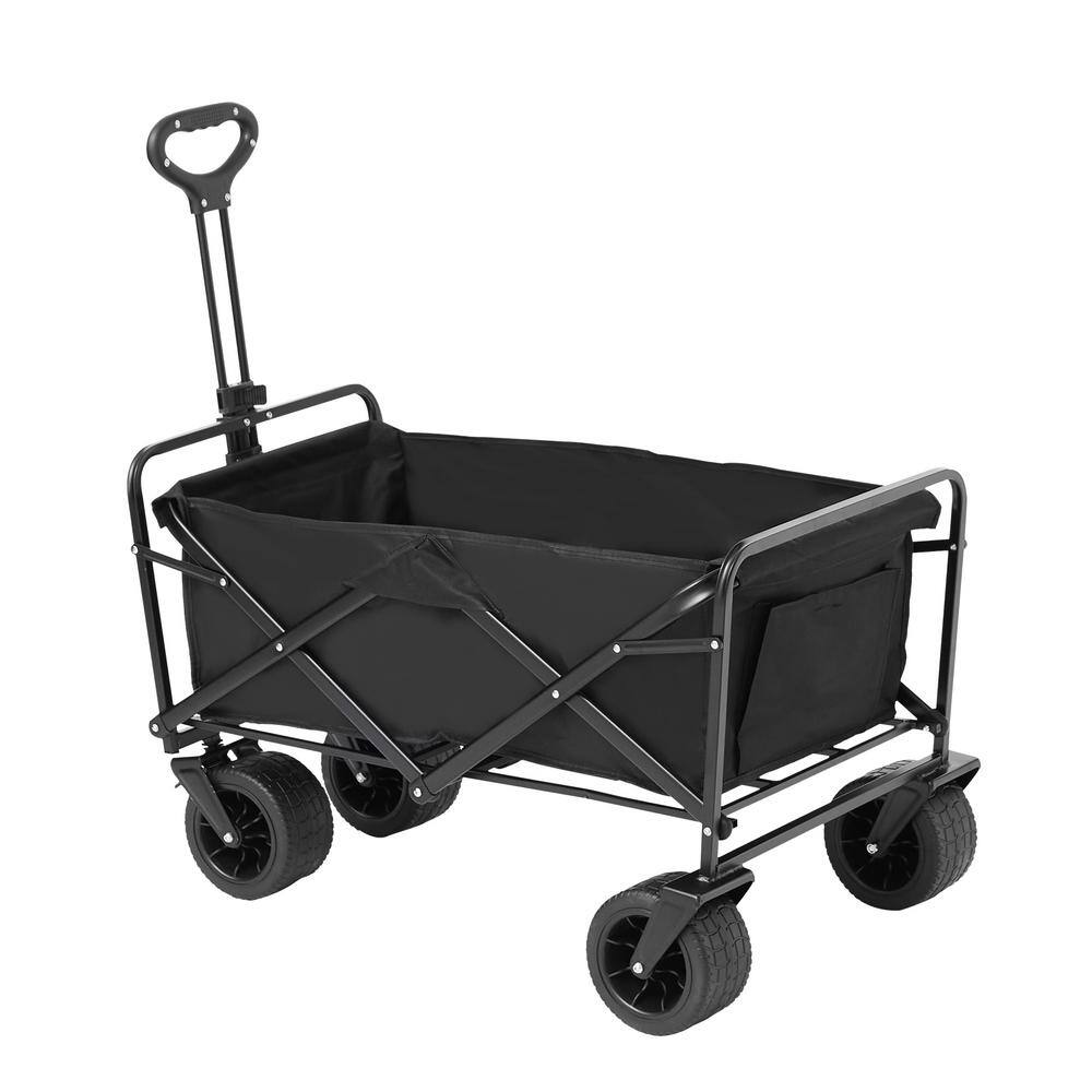 VEVOR Collapsible Folding Wagon 3 cu.ft Steel Beach Wagon Cart with All-Terrain Wheels Heavy-Duty Folding Wagon Garden Cart
