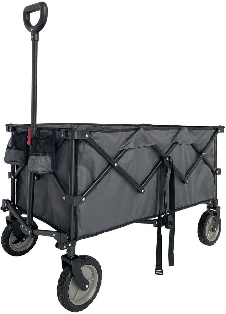 cenadinz 3.5 cu. ft. Steel Collapsible Folding Wagon Push Pull Foldable Beach Wagon Garden Cart