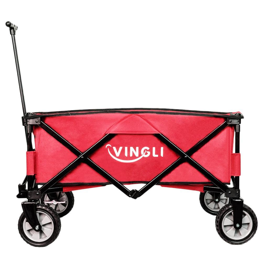 Winado Collapsible Wagon Steel Garden Cart in Red
